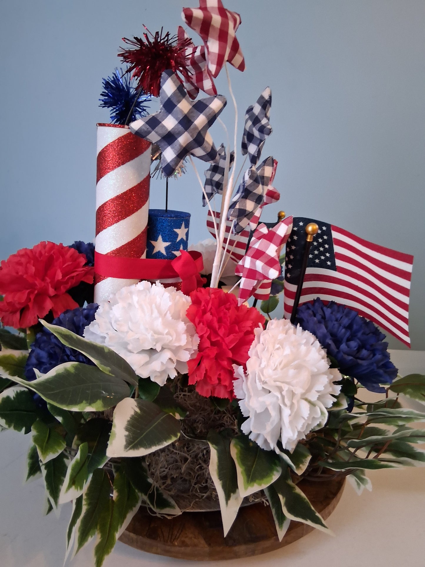 Handmade Patriotic Floral Centerpiece – 4th of July, Memorial Day & Labor Day