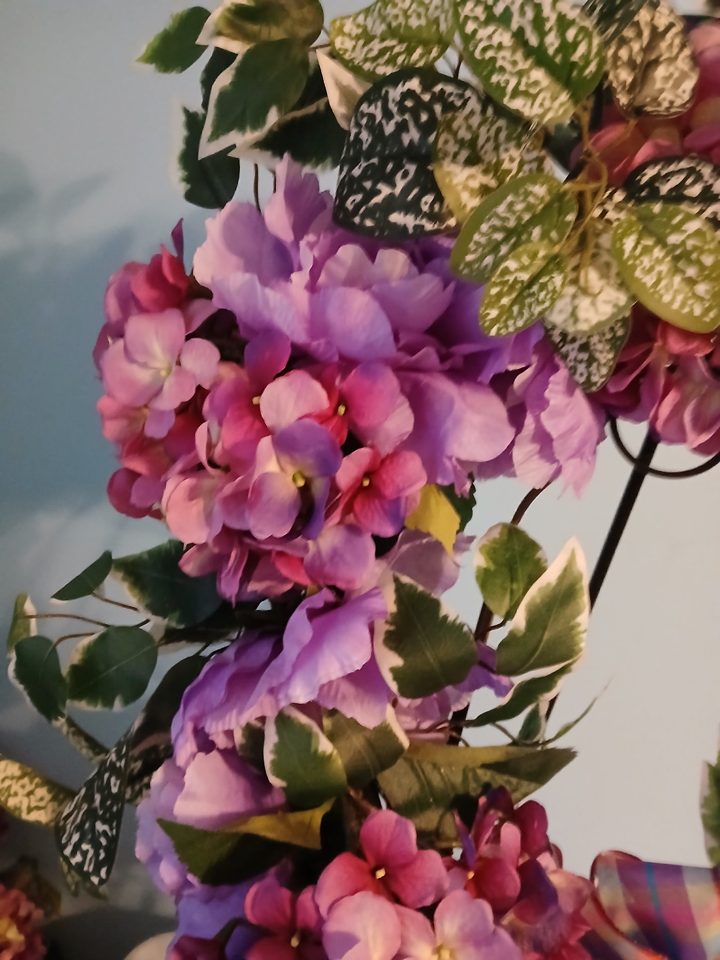 18" Grapevine Spring Wreath – Handmade Bow & Greenery Hydrangeas
