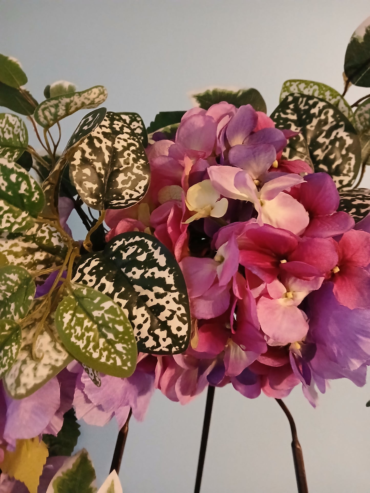 18" Grapevine Spring Wreath – Handmade Bow & Greenery Hydrangeas