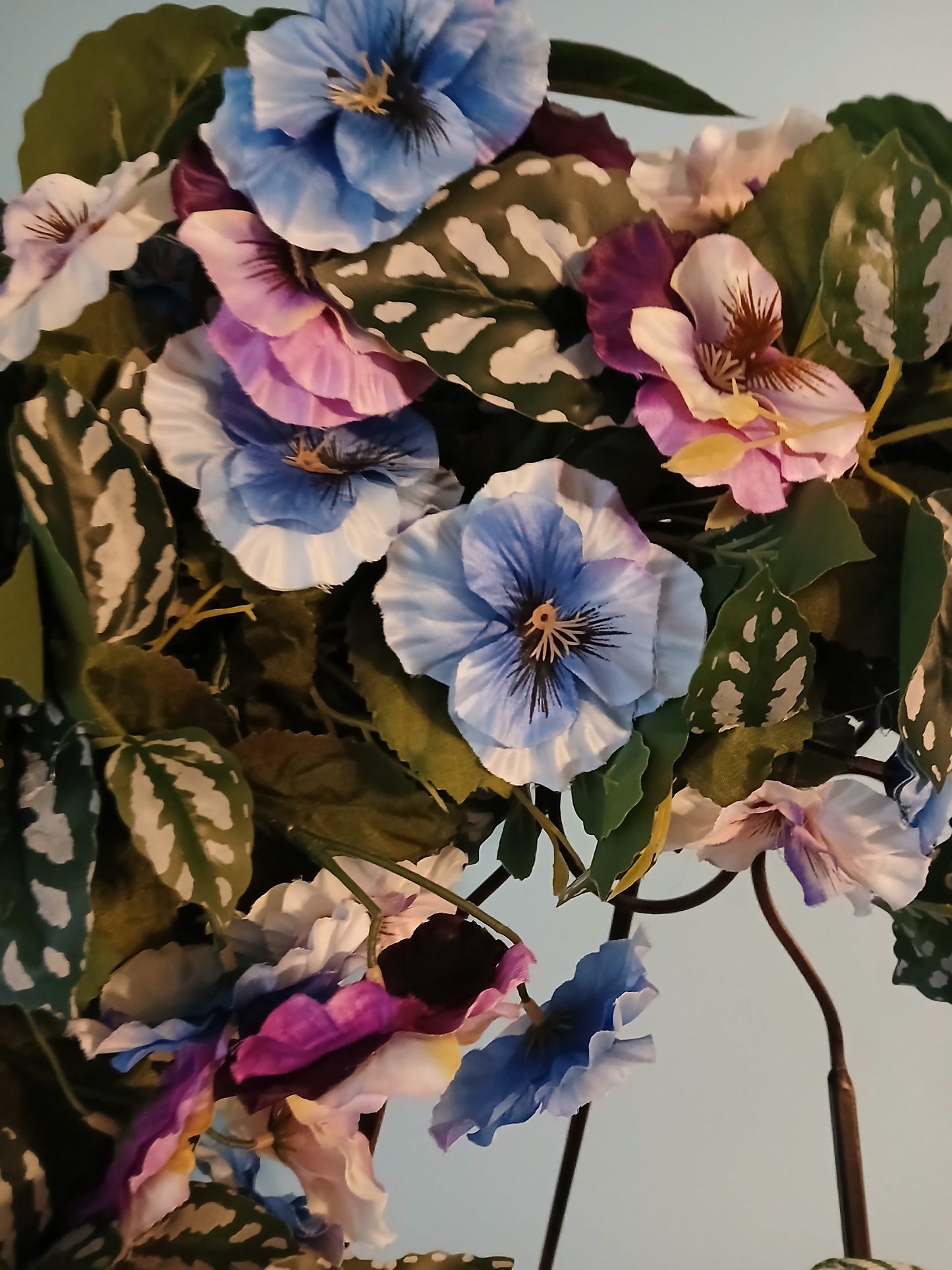 18" Grapevine Spring Wreath – Handmade Bow & Assorted Pansies