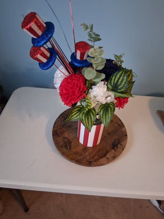 Patriotic Milk Jug Floral Arrangement