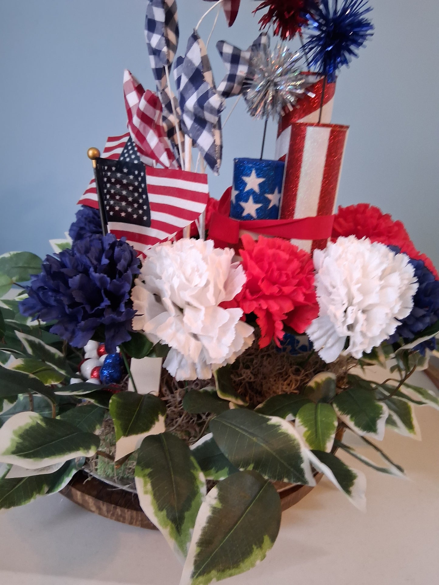 Handmade Patriotic Floral Centerpiece – 4th of July, Memorial Day & Labor Day