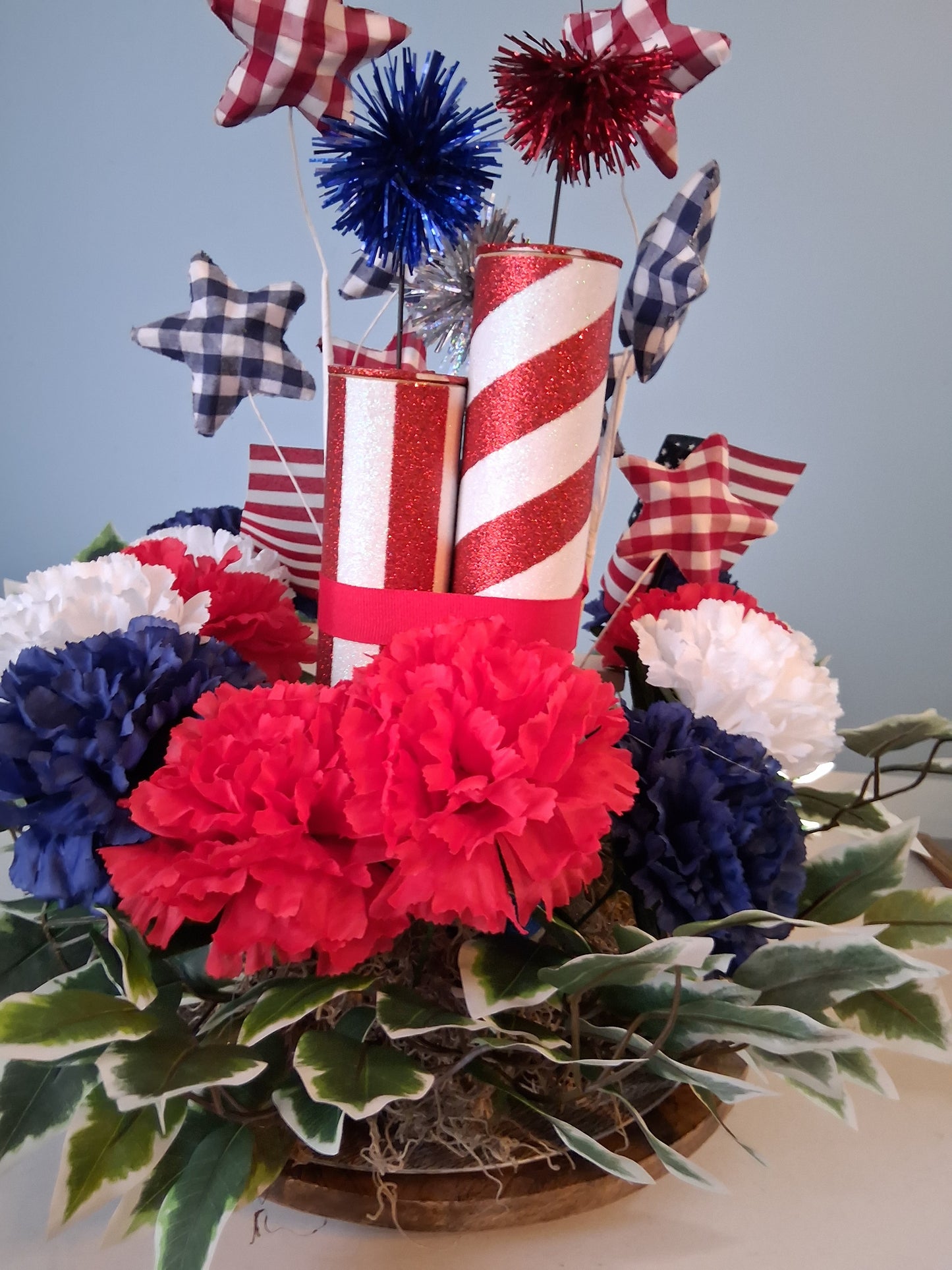 Handmade Patriotic Floral Centerpiece – 4th of July, Memorial Day & Labor Day