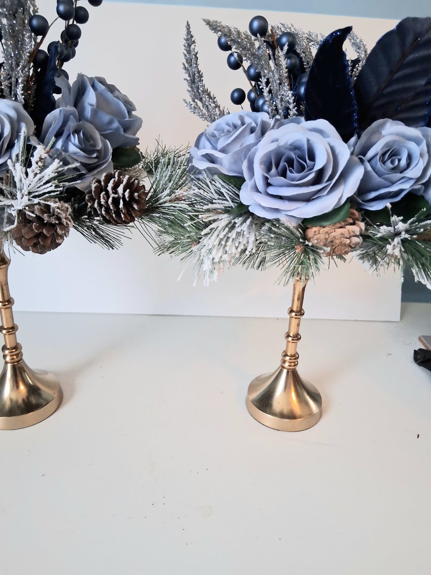 Winter Floral Candle Holder Set (Set of 2)