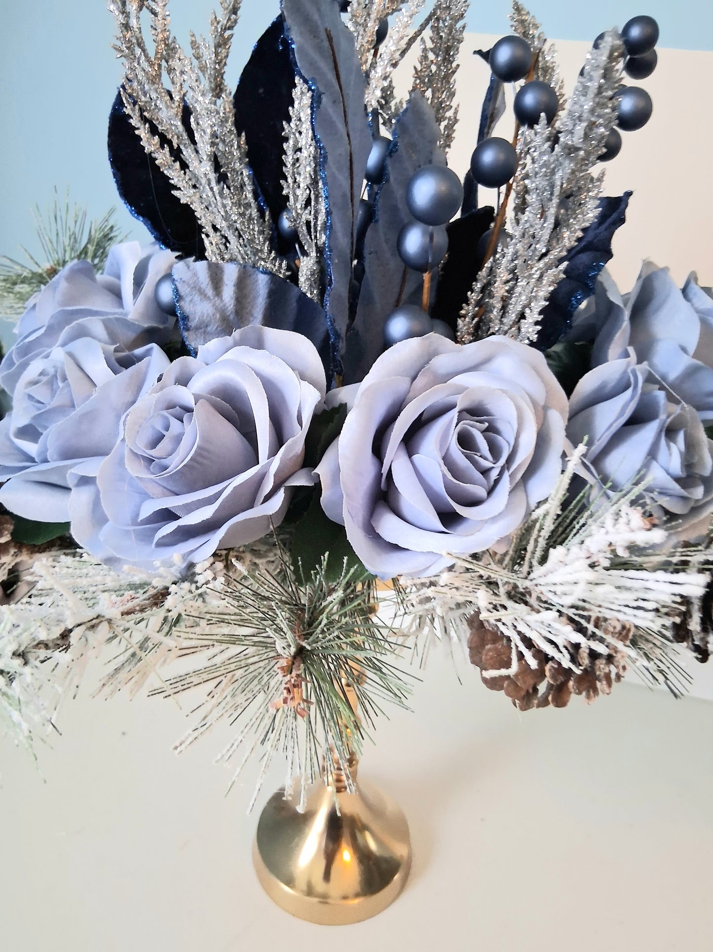 Winter Floral Candle Holder Set (Set of 2)