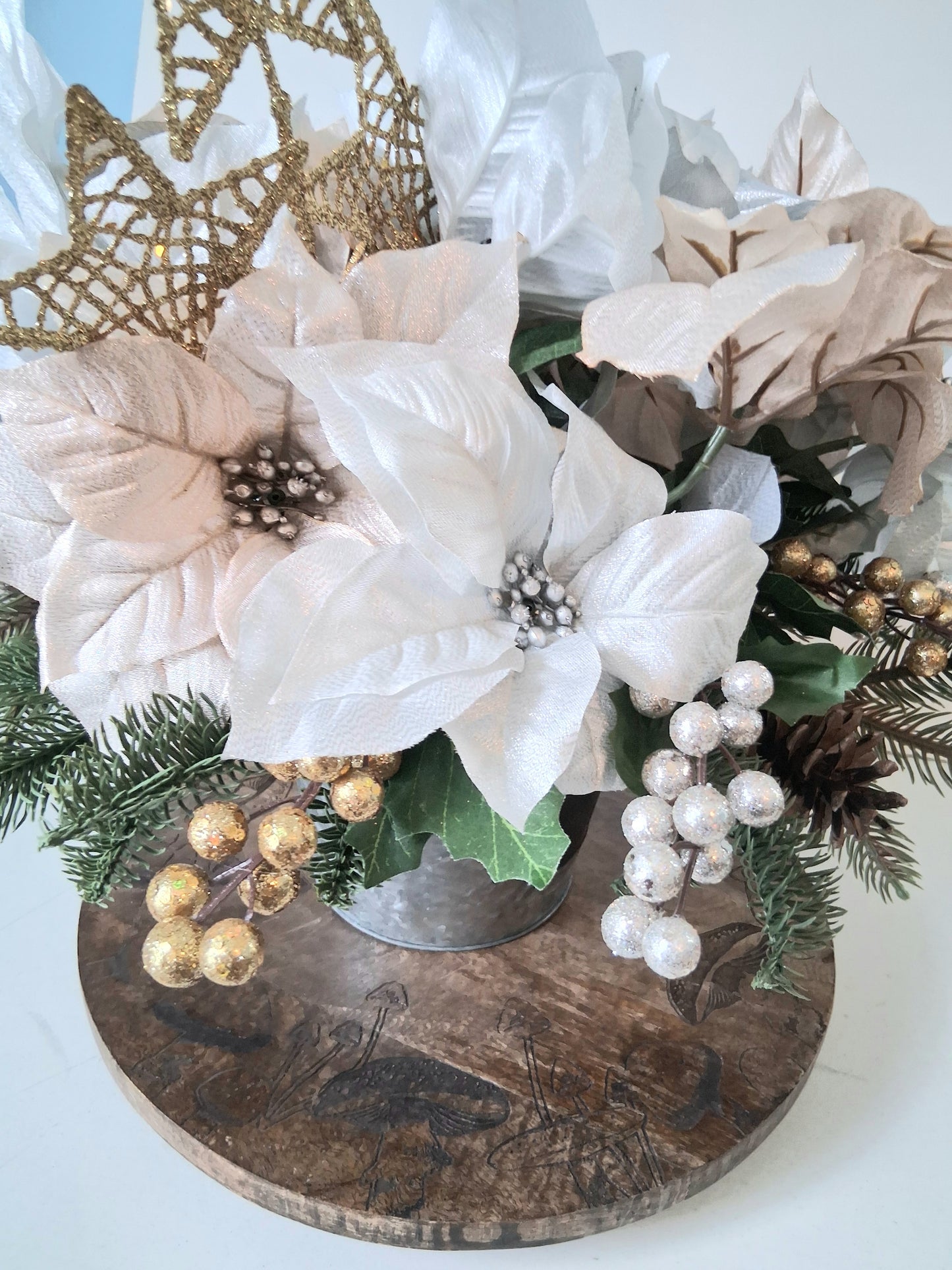 White Poinsettia Holiday Centerpiece